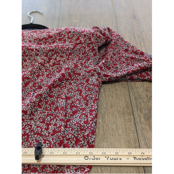 BA@SH Dress Womens Medium Red Floral Print 3/4 Rouched Sleeve V Neck Sheath - Picture 9 of 11